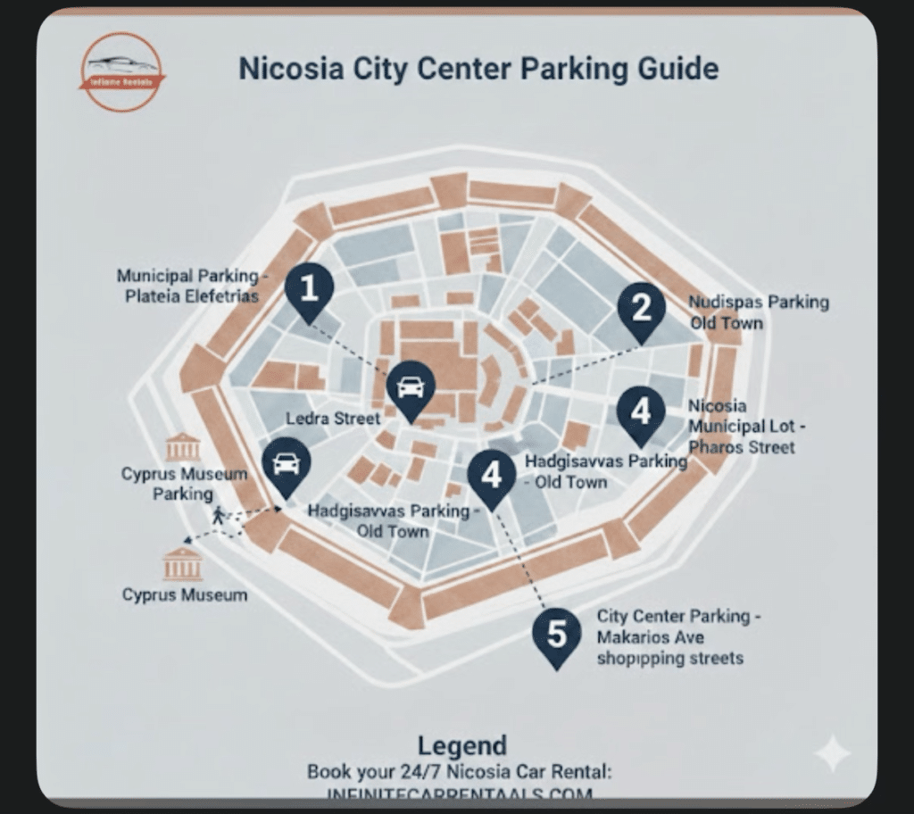 Nicosia City Center Parking Map 2026 Guide for Car Rentals
